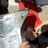 Yaralı sürücüye 40 derece sıcaklıkta gölgelik Yaralı sürücüye 40 derece sıcaklıkta gölgelik