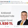 Kırklareli Belediyesi’nden rekor asgari ücret geldi. Kesenin ağzını sonuna kadar açtı