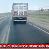 Kamyon sürücüsünün sorumsuzluğu kamerada! Ambulansa yol vermedi Kamyon sürücüsünün sorumsuzluğu kamerada! Ambulansa yol vermedi