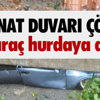 İstinat duvarı 13 aracın üstüne çöktü İstinat duvarı 13 aracın üstüne çöktü