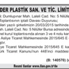 TEKNİK LİDER PLASTİK SAN. VE TİC. LİMİTED ŞİRKETİ