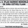 İSTANBUL 2. İFLAS DAİRESİ MÜDÜRLÜĞÜ’NDEN EK SIRA CETVELİ İLANI