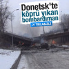 Donetsk'teki bombardımanda köprü yıkıldı Donetsk'teki bombardımanda köprü yıkıldı