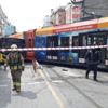Sultangazi'de raydan çıkan tramvay otobüse çarptı