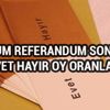 Erzurum Referandum sonuçları Erzurum seçim evet hayır oy oranları