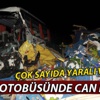 Yan yatan kamyon yolcu otobüsüne çarptı: 12 yaralı Yan yatan kamyon yolcu otobüsüne çarptı: 12 yaralı