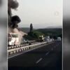 Seyir halindeki yolcu otobüsü yandı Seyir halindeki yolcu otobüsü yandı