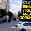 İzmir'de deprem sonrası binanın çökme anı