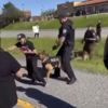 ABD'de polis köpeği, göstericiye saldırdı ABD'de polis köpeği, göstericiye saldırdı