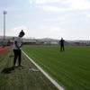 Golf şampiyonasına futbol sahasında hazırlanıyor
