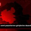 Aziziye de semt pazarlarının girişlerine dezenfektanlar ... Aziziye de semt pazarlarının girişlerine dezenfektanlar ...