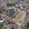 Yıkılan binaların enkaz alanı havadan görüntülendi