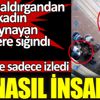 ﻿Bu nasıl insanlık. Satırlı saldırgandan kurtulmak için sığındığı 5 adam sadece izledi