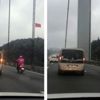 Köprüden geçen motosikletli kuryeye sürücüler kalkan oldu