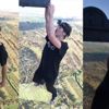 Kan donduran macera! 335 metre yüksekte barfiks çekti