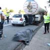 Tankere çarpan otomobilin sürücüsü öldü, oğlu yaralı Tankere çarpan otomobilin sürücüsü öldü, oğlu yaralı