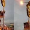 Pisti ıskaladı, elektrik direğine asılı kaldı Pisti ıskaladı, elektrik direğine asılı kaldı