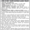 İSTANBUL 10. İCRA MÜDÜRLÜĞÜ’NDEN İİK. 128. Md. GÖRE KIYMET TAKDİR RAPORUN İLANEN TEBLİĞİ