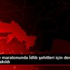 Kış yüzme maratonunda İdlib şehitleri için denize ...