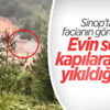 Sinop'ta selin yıktığı ev kamerada