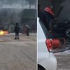 Yıkamaya getirdiği aracı küle döndü