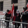 Davutoğlu'nun konuşma yapacağı bina önünde protesto
