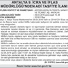 ANTALYA 9. İCRA VE İFLAS MÜDÜRLÜĞÜ’NDEN ADİ TASFİYE İLANI