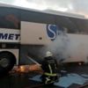 Antalya'da yolcu otobüsü alev alev yandı Antalya'da yolcu otobüsü alev alev yandı