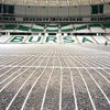 Timsah Arena'ya zemin alttan ısıtma sistemi kuruldu Timsah Arena'ya zemin alttan ısıtma sistemi kuruldu