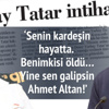 Benim kardeşim öldü Ahmet Altan! Benim kardeşim öldü Ahmet Altan!