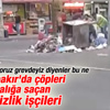 Diyarbakır'da çöpleri ortalığa saçan temizlik işçileri Diyarbakır'da çöpleri ortalığa saçan temizlik işçileri