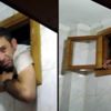 Tuvalet penceresine sıkışmış halde yakalandı Tuvalet penceresine sıkışmış halde yakalandı