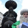 Brüksel'de Nasreddin Hoca heykeli önünde eylem Brüksel'de Nasreddin Hoca heykeli önünde eylem