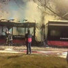 Trambüs kampüste alev alev yandı