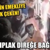 Emekliye bıçak çeken saldırganı direğe bağladılar