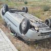 Otomobil ters döndü, 1 yaralı Otomobil ters döndü, 1 yaralı