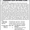 İSTANBUL 27. İCRA DAİRESİ’NDEN TAŞINIRIN AÇIK ARTIRMA İLANI