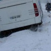 Yolcu otobüsü yan yattı Yolcu otobüsü yan yattı
