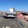Karayolu etle kaplandı Karayolu etle kaplandı