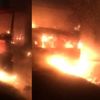 Edirne'de park halindeki kamyon alev alev yandı