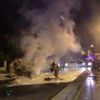 Üsküdar'da korkutan anlar! Otomobil alev aldı