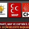 2019 Belediye başkan adayları son dakika hangi isimler var Ak Parti MHP CHP belediye başkan adayları isim tam liste