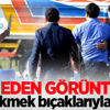 Şoke eden görüntüler! Ekmek bıçaklarıyla...