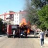 Ankara da, saman yüklü TIR alev alev yandı