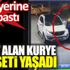 ﻿Yakıt alan kurye dehşeti yaşadı. Fren yerine gaza bastı