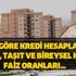 Faize göre kredi hesaplama! 29 Ocak konut, taşıt ve bireysel kredi faiz oranları...