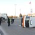 Karaman’da beton mikseri ile çarpışan minibüs devrildi