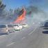 İzmir Seferihisar'daki yangında araçlar kül oldu