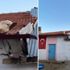 Aşıdan korkan dana çatıda asılı kaldı Aşıdan korkan dana çatıda asılı kaldı