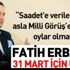 Fatih Erbakan 31 Mart için uyardı: Saadet'e verilecek oylar asla Milli Görüş’e verilmiş oylar olmayacaktır Fatih Erbakan 31 Mart için uyardı: Saadet'e verilecek oylar asla Milli Görüş’e verilmiş oylar olmayacaktır